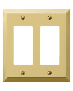 Amerelle 2-Gang Stamped Steel Rocker Decorator Wall Plate, Polished Brass