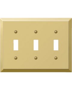 Amerelle 3-Gang Stamped Steel Toggle Switch Wall Plate, Polished Brass