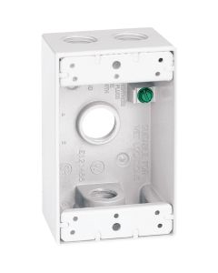 Southwire Single Gang 1/2 In. 4-Hole White Weatherproof Junction Box