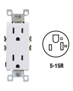 Decora 15a Grnd Outlet White