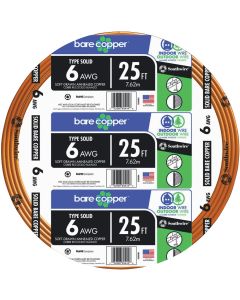 Southwire 25 Ft. 6AWG Solid Bare Ground Electrical Wire