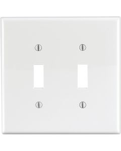 Leviton 2-Gang Thermoplastic Nylon Mid-Way Toggle Switch Wall Plate, White