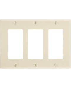 Leviton Decora 3-Gang Smooth Plastic Rocker Decorator Wall Plate, Ivory