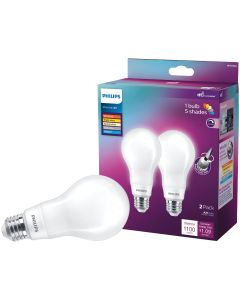 Philips WhiteDial 75W Equivalent Multi CCT A21 Medium LED Light Bulb (2-Pack)