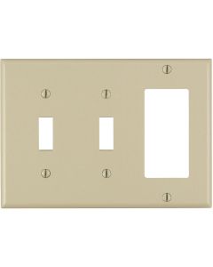 Leviton Decora 3-Gang Thermoset 2-Toggle/Rocker Wall Plate, Ivory