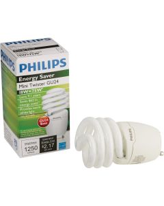 Philips Energy Saver 75W Equivalent Soft White GU24 Base T2 Spiral CFL Light Bulb