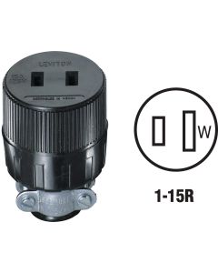 Leviton 15A 125V 2-Wire 2-Pole Round Cord Connector