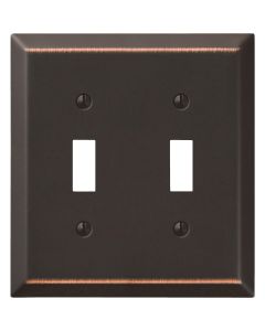 Amerelle 2-Gang Stamped Steel Toggle Switch Wall Plate, Aged Bronze