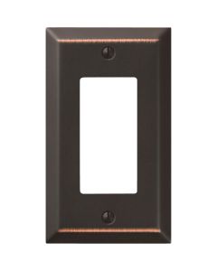 Amerelle 1-Gang Stamped Steel Rocker Decorator Wall Plate, Aged Bronze