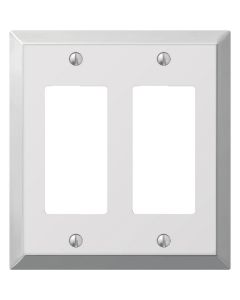 Amerelle 2-Gang Stamped Steel Rocker Decorator Wall Plate, Polished Chrome