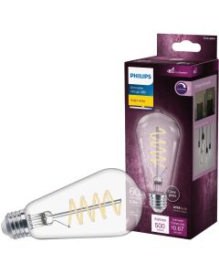 Philips 60W Equivalent Bright White ST19 Medium Dimmable Vintage LED Decorative Light Bulb