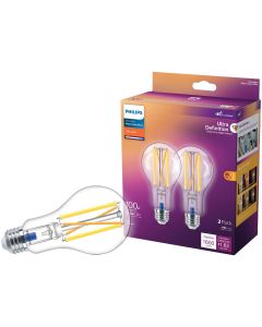 Philips Ultra Definition Warm Glow Vintage 100W Equivalent Soft White A21 Medium LED Light Bulb (2-Pack)