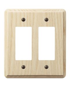 Amerelle 2-Gang Solid Ash Rocker Decorator Wall Plate, Unfinished Ash