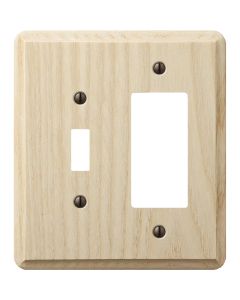 Amerelle 2-Gang Solid Ash Single Toggle/Rocker Outlet Wall Plate, Unfinished Ash