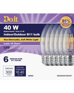 Do it 40W Equivalent Soft White B11Medium LED Decorative Light Bulb (6-Pack)