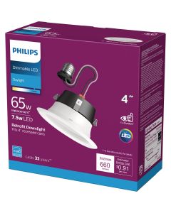 Philips 4 In. Retrofit White LED Recessed Light Kit, Daylight