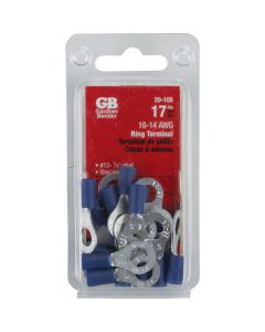 Gardner Bender 16 to 14 AWG #12 to 1/4 In. Stud Size Blue Vinyl-Insulated Barrel Ring Terminal (17-Pack)