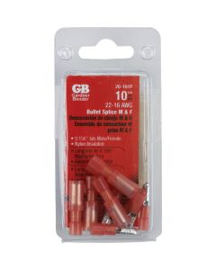 Gardner Bender 22 to 16 AWG Male/Female Fully-Insulated Bullet Connector Pair (10-Pack)