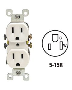 Leviton 15A White Shallow Grounded 5-15R Duplex Outlet