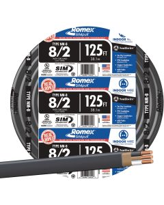 Romex 125 Ft. 8/2 Solid Black NMW/G Electrical Wire