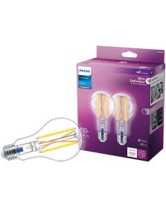 Philips Ultra Definition 100W Equivalent Daylight A21 Medium Dimmable LED Light Bulb, Clear (2-Pack)