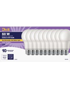 Do it 60W Equivalent Soft White A19 Medium LED Light Bulb, Title 20 (10-Pack)