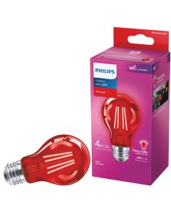 Philips Red A19 Medium 4W Indoor/Outdoor LED Decorative Party Light Bulb