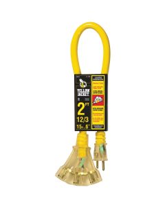 Yellow Jacket 2 Ft. 12/3 Contractor Grade Power Block Extension Cord