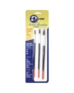 3 pc Premier AR10108 Artist Brush White Bristle Round Carded Brush Set, 3-Piece