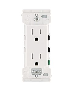 Leviton Decora Edge 15A White Residential Grade 5-15R Duplex Outlet