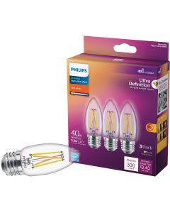 Philips Ultra Definition 40W Equivalent Soft White B11 Medium LED Decorative Light Bulb (3-Pack)