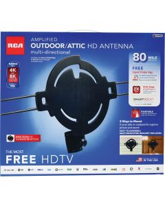 RCA Amplified Black Outdoor/Attic HD Multi-Directional Antenna