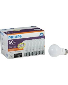 6pk 60w A19med Led Bulb