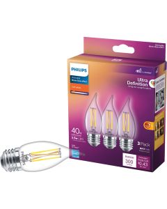 Philips Ultra Definition 40W Equivalent Soft White BA11 Medium LED Decorative Light Bulb (3-Pack)