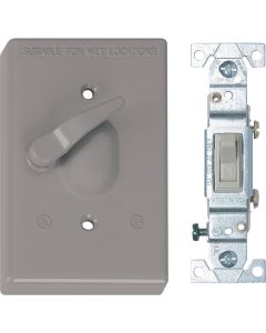 Southwire Single Toggle Vertical Mount Gray Weatherproof Cover with 3-Way Switch