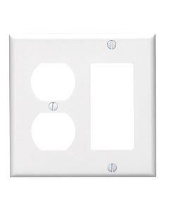 Leviton 2-Gang Smooth Plastic Single Rocker/Duplex Outlet Wall Plate, White