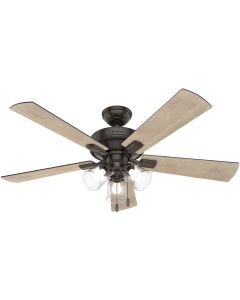 Hunter Crestfield 52 In. Noble Bronze Ceiling Fan with Light Kit