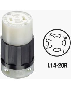 Leviton 20A 125V/250V 4-Wire 3-Pole Industrial Grade L14-20R Locking Cord Connector