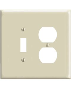 Leviton Mid-Way 2-Gang Thermoplastic Nylon Single Toggle/Duplex Outlet Wall Plate, Ivory