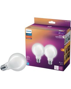 Philips Ultra Definition 60W Equivalent Soft White G25 Medium LED Decorative Light Bulb (2-Pack)