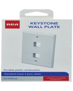 RCA Keystone 2-Port White Modular Wall Plate