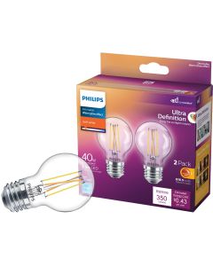 Philips Ultra Definition 40W Equivalent Soft White G16.5 Medium LED Decorative Light Bulb (2-Pack)