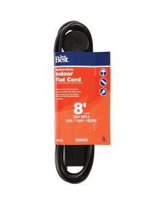 Do it Best 8 Ft. 16/3 Flat Plug Black Extension Cord