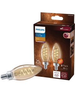 Philips Vintage 25W Equivalent Amber B11 Medium LED Decorative Light Bulb