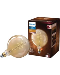 Philips Vintage 40W Equivalent Amber G63 Medium LED Decorative Light Bulb