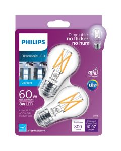 Philips 60W Equivalent Daylight A15 Medium Dimmable LED Fan Bulb (2-Pack)