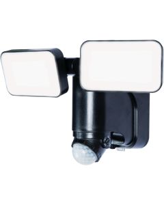 Heath Zenith Black Motion Activated Twin Head LED Solar Powered Security Light Fixture, 1000-Lumen