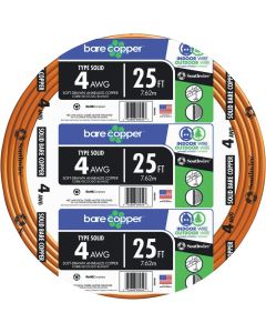 Southwire 25 Ft. 4AWG Solid Bare Ground Electrical Wire