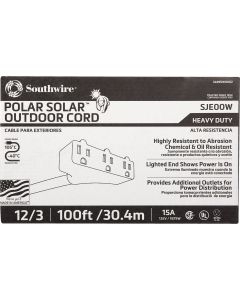 Coleman Cable Polar Solar 100 Ft. 12/3 Cold Weather 3-Outlet Extension Cord