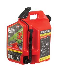 SureCan 5 Gal. Plastic Gasoline Safety Fuel Can, Red